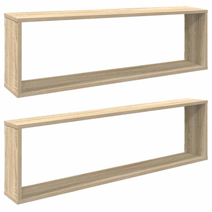 Vägghylla kubformad 2 st sonoma-ek 100x15x30 cm konstruerat trä