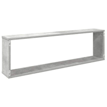Vägghylla kubformad 2 st betonggrå 100x15x30 cm konstruerat trä