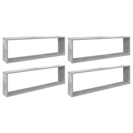 Vägghylla kubformad 4 st betonggrå 100x15x30 cm konstruerat trä