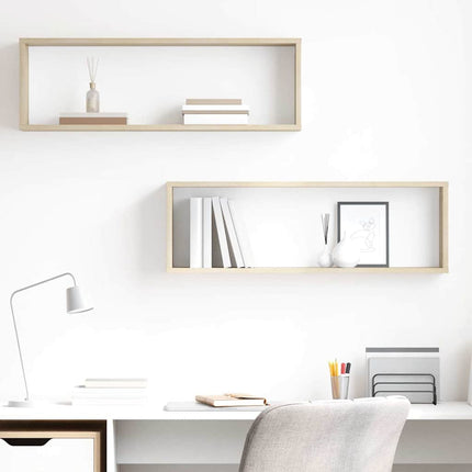 Vägghylla kubformad 2 st sonoma-ek 80x15x26,5cm konstruerat trä