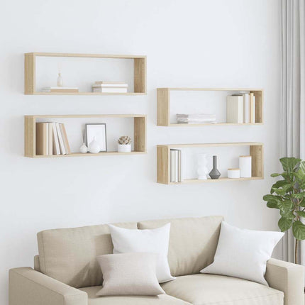 Vägghylla kubformad 4 st sonoma-ek 80x15x26,5cm konstruerat trä