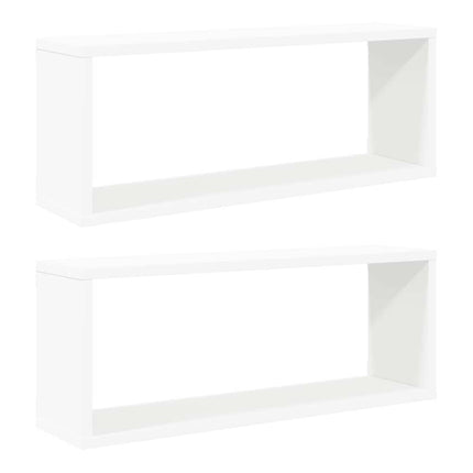 Vägghylla kubformad 2 st vit 60x15x23 cm konstruerat trä