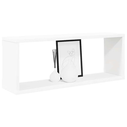 Vägghylla kubformad 4 st vit 60x15x23 cm konstruerat trä