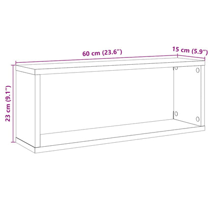 Vägghyllor 2 st sonoma-ek 60x15x23cm konstruerat trä