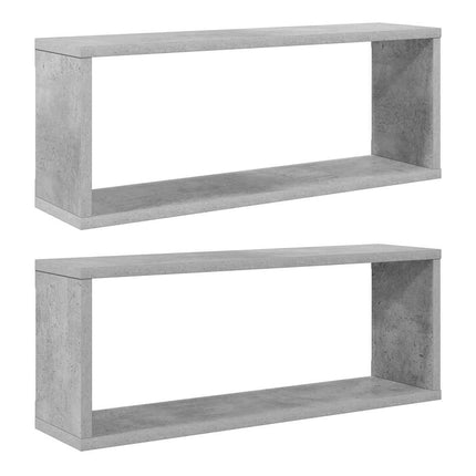 Vägghylla kubformad 2 st betonggrå 60x15x23 cm konstruerat trä