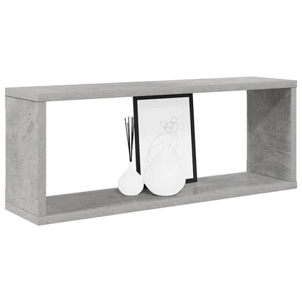 Vägghylla kubformad 2 st betonggrå 60x15x23 cm konstruerat trä