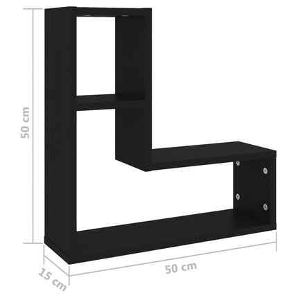 Vägghyllor 2 st svart 50x15x50 cm konstruerat trä