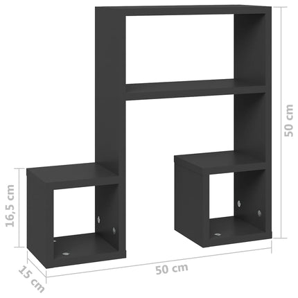 Vägghyllor 2 st grå 50x15x50 cm konstruerat trä