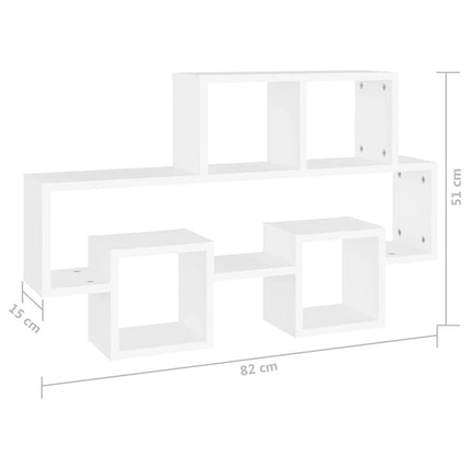 Bilformad vägghylla vit 82x15x51 cm konstruerat trä