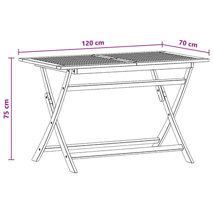Hopfällbart trädgårdsbord 120x70x75 cm massivt eukalyptusträ