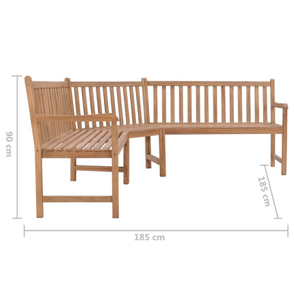 Hörnbänk 185x185x90 cm massiv teakträ
