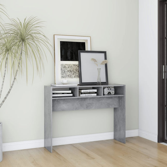 Konsolbord betonggrå 105x30x80 cm konstruerat trä