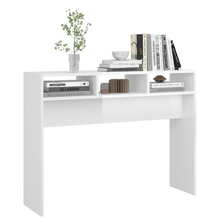 Konsolbord vit högglans 105x30x80 cm konstruerat trä