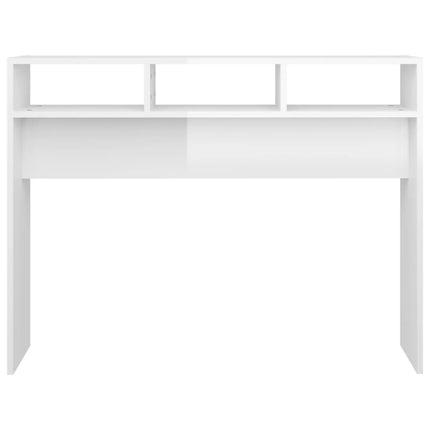 Konsolbord vit högglans 105x30x80 cm konstruerat trä