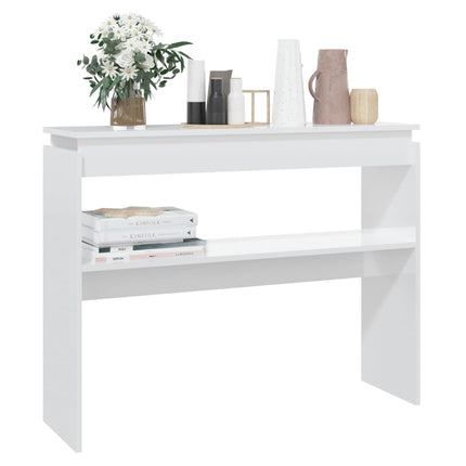 Konsolbord vit högglans 102x30x80 cm konstruerat trä