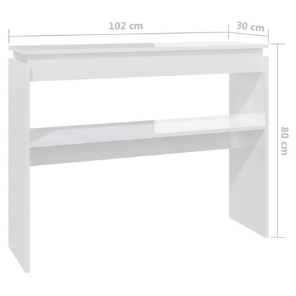 Konsolbord vit högglans 102x30x80 cm konstruerat trä