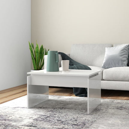 Soffbord vit högglans 68x50x38 cm konstruerat trä
