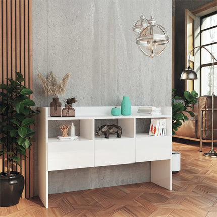 Skänk vit högglans 105x30x70 cm konstruerat trä