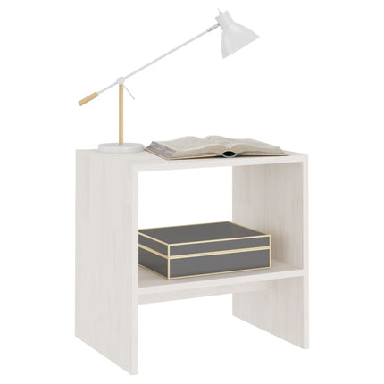 Sängbord vit 40x30,5x40 cm massiv furu