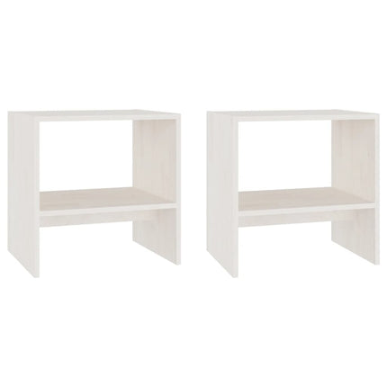 Sängbord 2 st vit 40x30,5x40 cm massiv furu