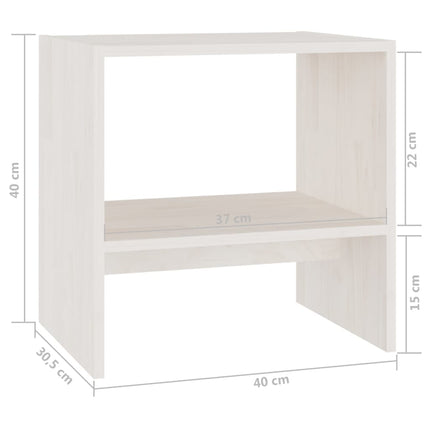 Sängbord 2 st vit 40x30,5x40 cm massiv furu