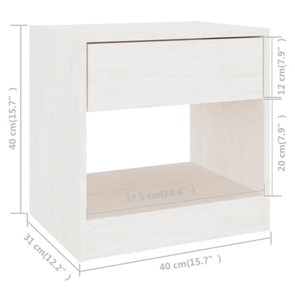 Sängbord 40x31x40 cm massiv furu vit