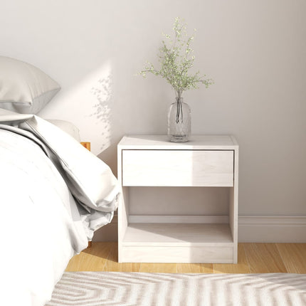 Sängbord 2 st 40x31x40 cm massiv furu vit