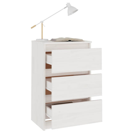 Sängbord vit 40x29,5x64 cm massiv furu