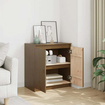 Skänk honungsbrun 60x36x65 cm massiv furu