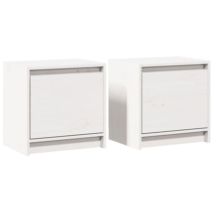 Sängbord 2 st vit 40x30,5x40 cm massiv furu