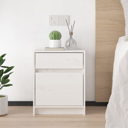 Sängbord vit 40x31x50 cm massiv furu