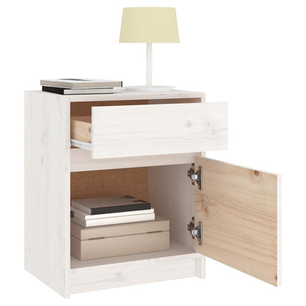 Sängbord vit 40x31x50 cm massiv furu