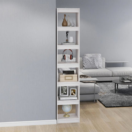 Bokhylla/Rumsavdelare vit 40x30x199 cm massiv furu
