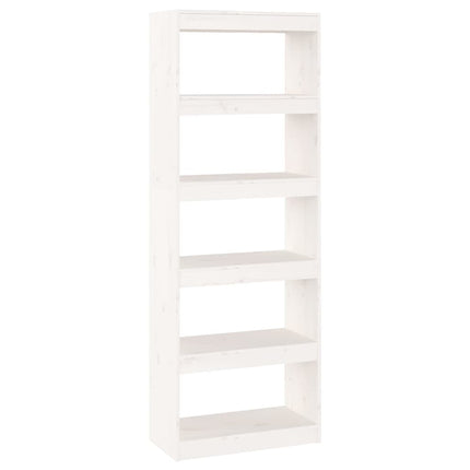 Bokhylla/Rumsavdelare vit 60x30x167,5 cm massiv furu