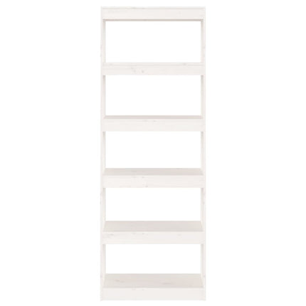 Bokhylla/Rumsavdelare vit 60x30x167,5 cm massiv furu