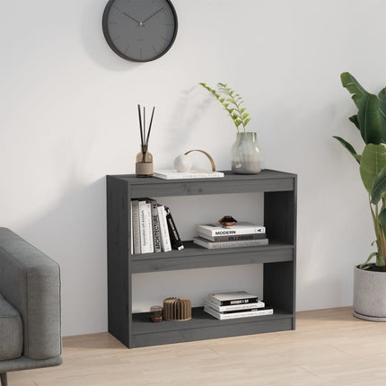 Bokhylla/Rumsavdelare grå 80x30x71,5 cm massiv furu
