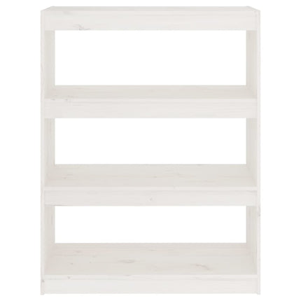 Bokhylla/Rumsavdelare vit 80x30x103,5 cm massiv furu
