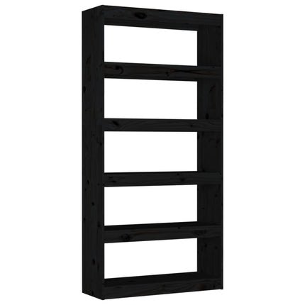 Bokhylla/Rumsavdelare svart 80x30x167,4 cm massiv furu