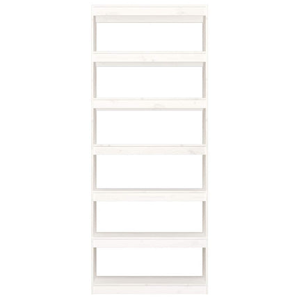 Bokhylla/Rumsavdelare vit 80x30x199,5 cm massiv furu