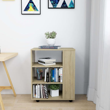 Skåp med hjul sonoma-ek 60x35x75 cm konstruerat trä