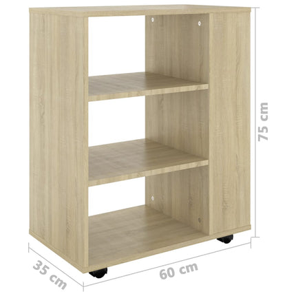 Skåp med hjul sonoma-ek 60x35x75 cm konstruerat trä