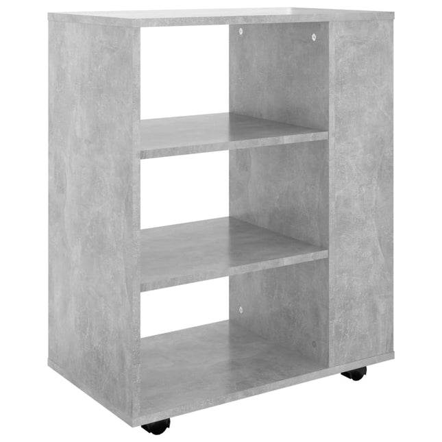 Skåp med hjul betonggrå 60x35x75 cm konstruerat trä