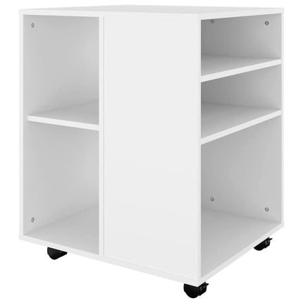Skåp med hjul vit 60x53x72 cm konstruerat trä