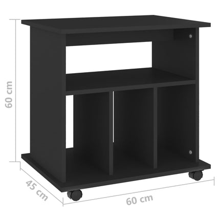 Skåp med hjul svart 60x45x60 cm konstruerat trä