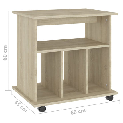 Skåp med hjul sonoma-ek 60x45x60 cm konstruerat trä