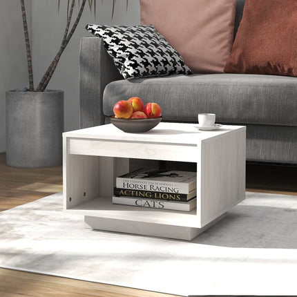 Soffbord vit 50x50x33,5 cm massiv furu