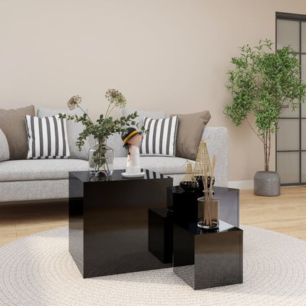 Sidobord 3 St Åldrat Trä Konstruerat Trä