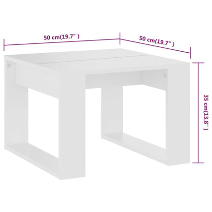 Sidobord vit 50x50x35 cm konstruerat trä