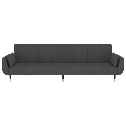 Bäddsoffa 2-sits med två kuddar mörkgrå sammet