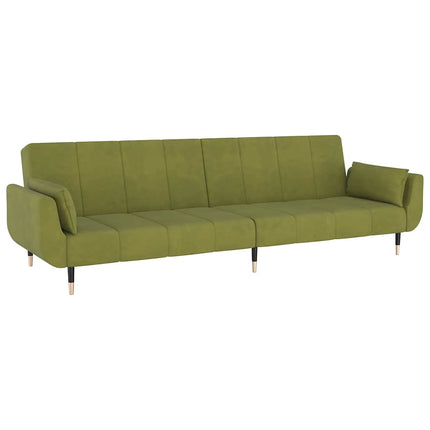 Bäddsoffa 2-sits med två kuddar ljusgrön sammet